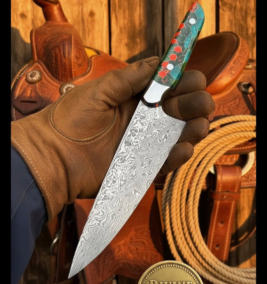 Turquoise Gyuto Chef Knife with Wa-Handle