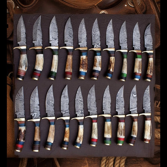 Stag Horn Hunting Knife Lot with Twenty Matched Antler Handles