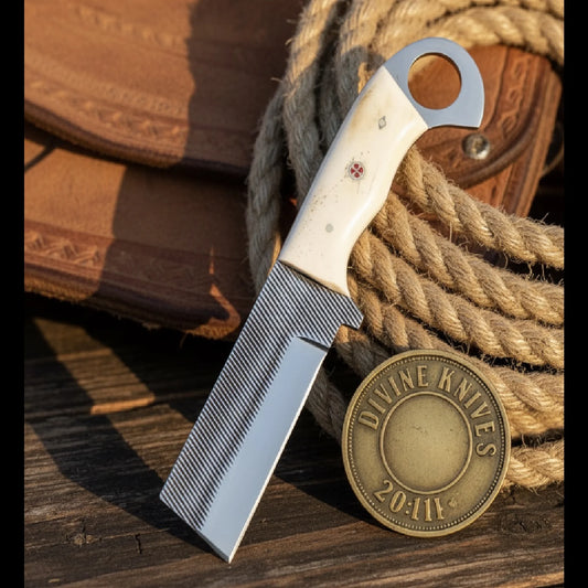 Rasp Steel Bone Bull Cutter with File Texture and Ring Handle