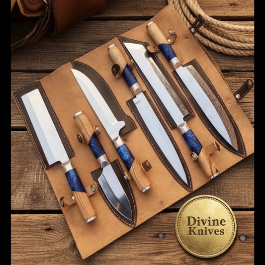 Culinary Craftsman Chef Set with Six Handcrafted Kitchen Knives