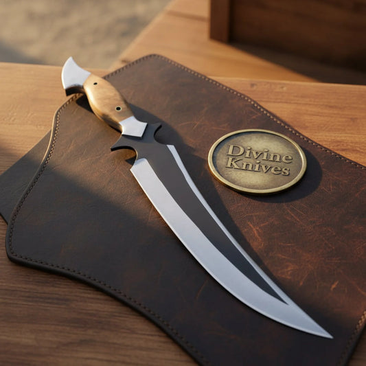 Persian Dagger Knife with Curved Black Etched Blade