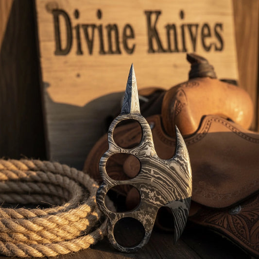 Damascus Spiked Knuckle Duster for USA Collectors