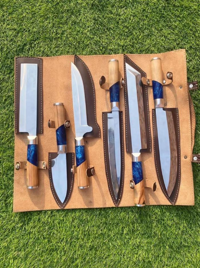 Culinary Craftsman Chef Set with Six Handcrafted Kitchen Knives
