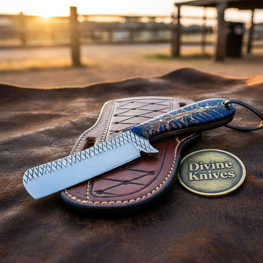 Golden Blue Pinecone Bull Cutter with Pinecone Resin Handle