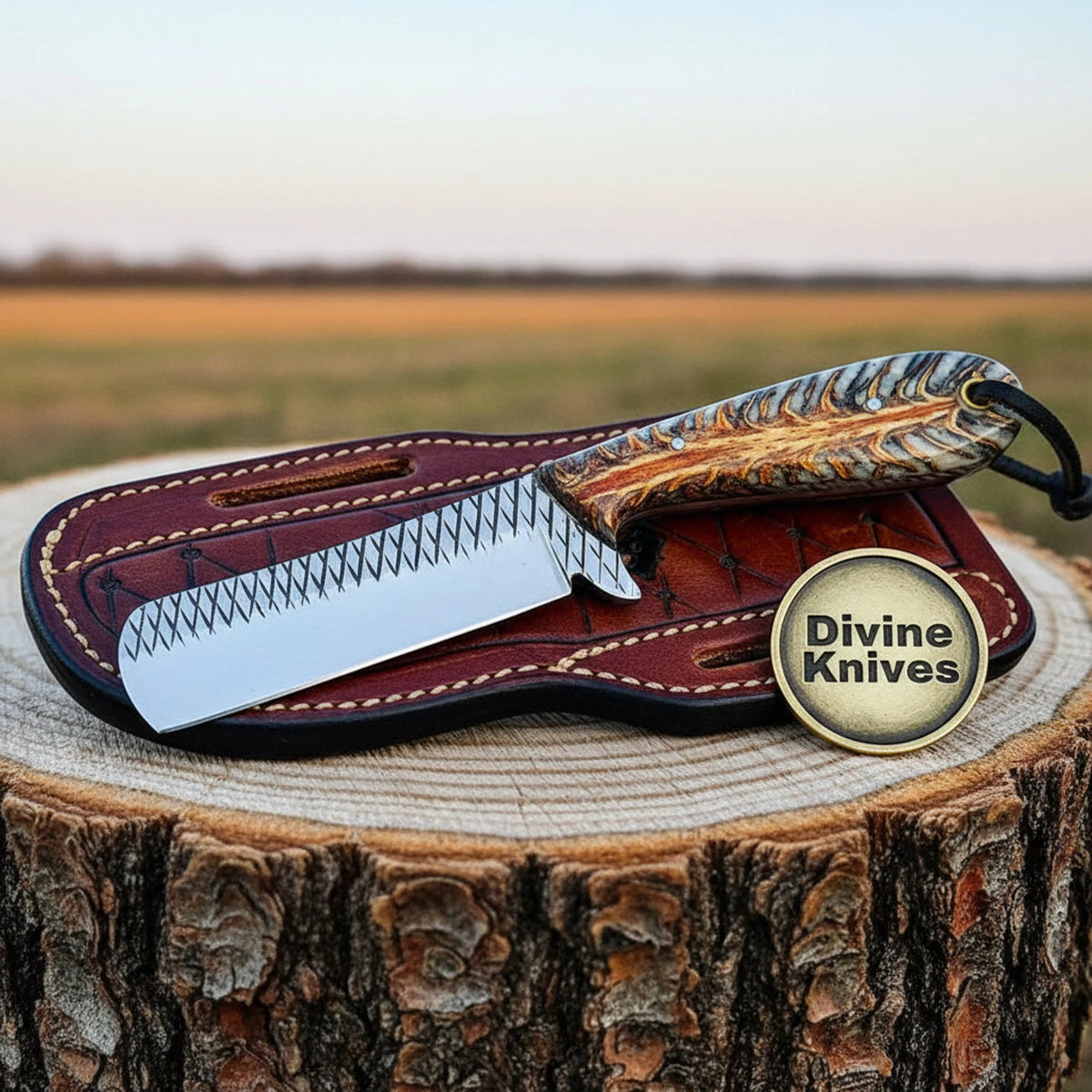 Amberwood Pinecone Bullcutter Knife with Rasp File Blade