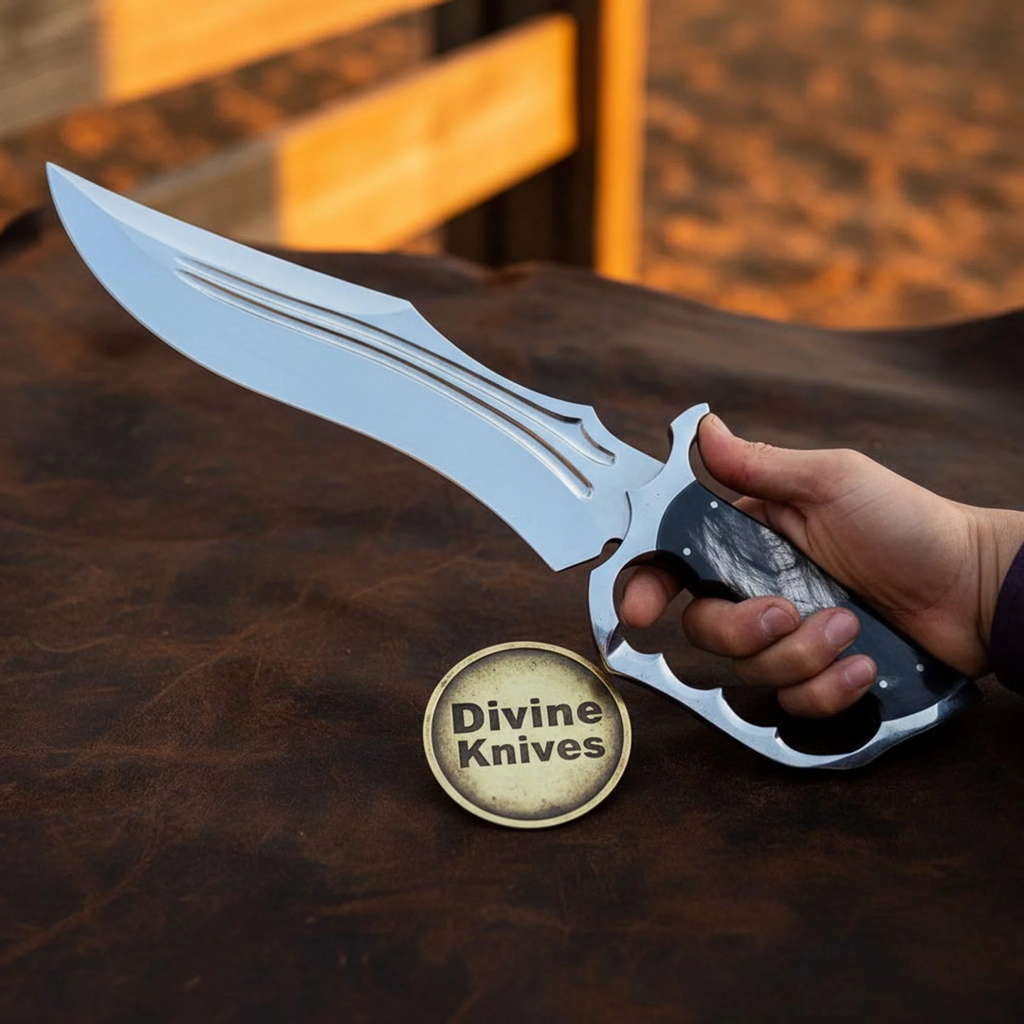 Damascus Chef Knife with Rosewood Handle & Sheath – Handcrafted Kitchen Knife for Daily Use